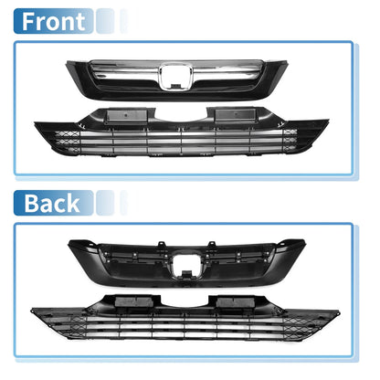 Front Bumper Grille for Honda CR-V (2007-2009) Chrome Silver Black 1 Set