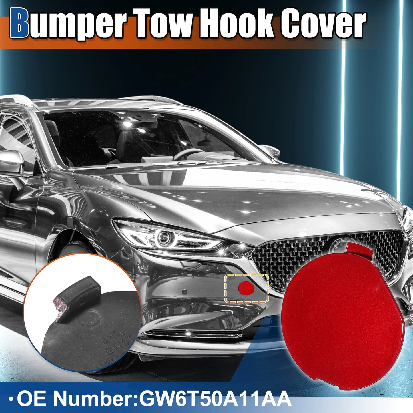 Red Front Bumper Tow Hook Cover for Mazda 6 Atenza (2018-2021)