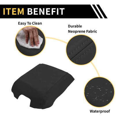 Console Lid Armrest Cover for Ford F-150 (2015-2020) Microfiber Leather Black