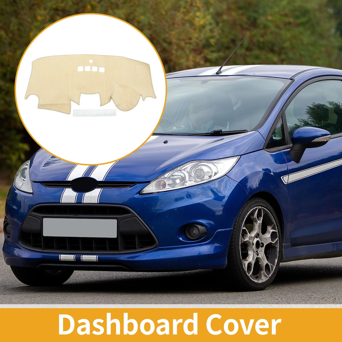 Dashboard Cover Mat for Ford Fiesta MK7 (2009-2017) - Beige 1 x Carpet