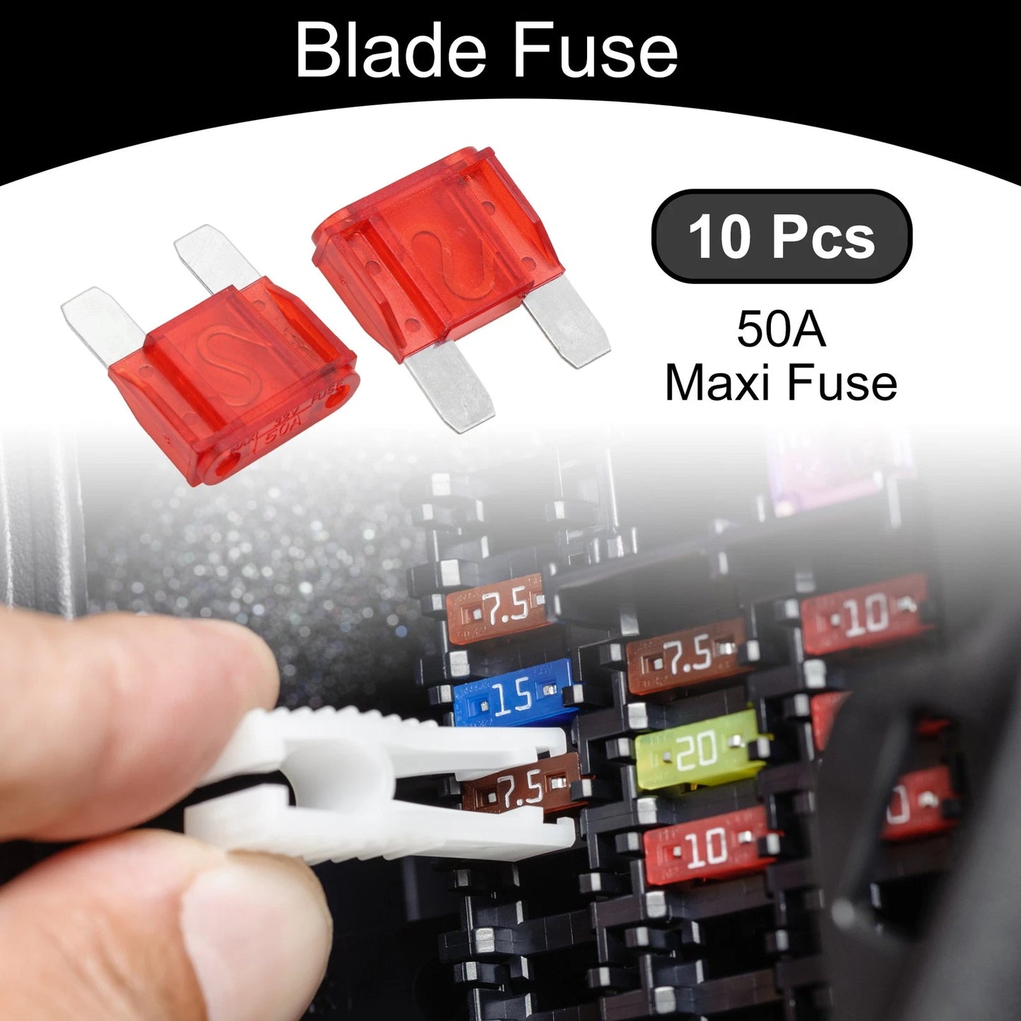 10 Pcs Maxi Fuse 50A Blade Fuse for Car Boat Truck RV Motorcycle Red