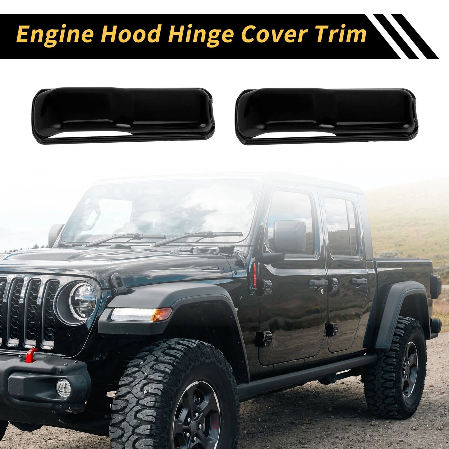 2 x Engine Hood Hinge Cover Trim for Jeep Wrangler JL JLU Sport (2018-2022)
