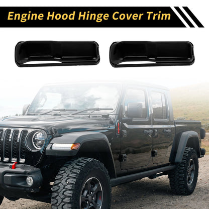2 x Engine Hood Hinge Cover Trim for Jeep Wrangler JL JLU Sport (2018-2022)