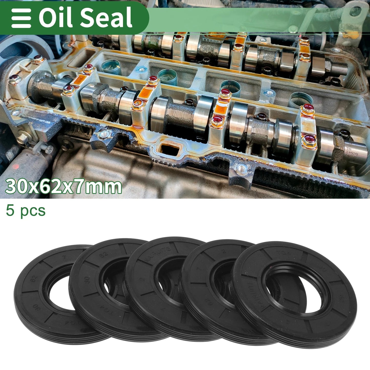 Oil Seal TG4 Lip Seal Ring Shaft Seal NBR Rubber 30x62x7mm Black 5 Pcs for TG4
