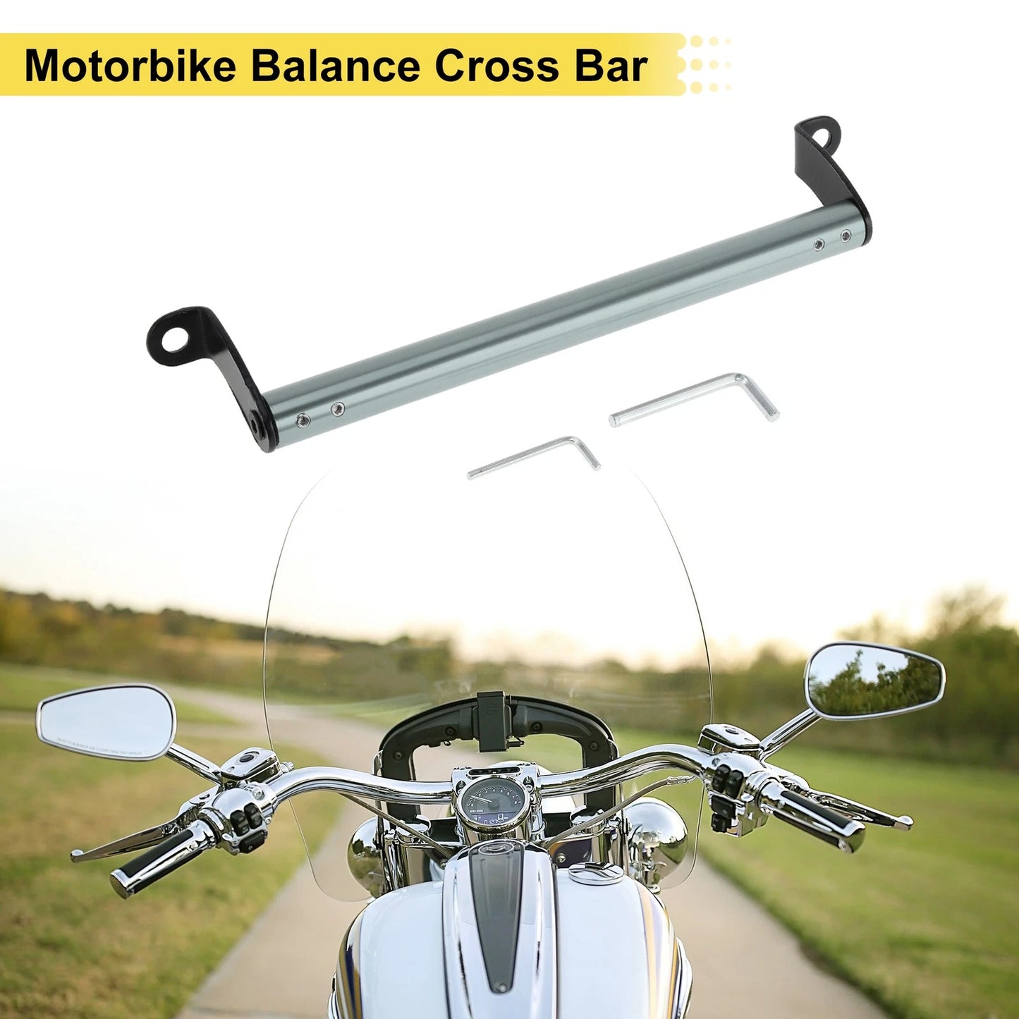 Cross Bar Handlebars / 0.41" Hole Diameter / Titanium Tone for Motorcycle