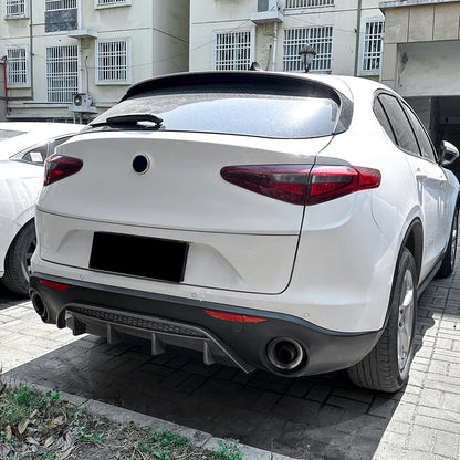 Carbon Look Rear Bumper Diffuser Lip for Alfa Romeo Stelvio (2017-2024)