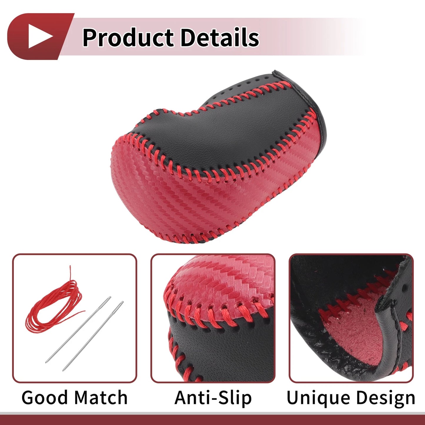 Car Gear Shift Knob Cover for Mazda CX-5 (2013-2014) Black Red Faux Leather