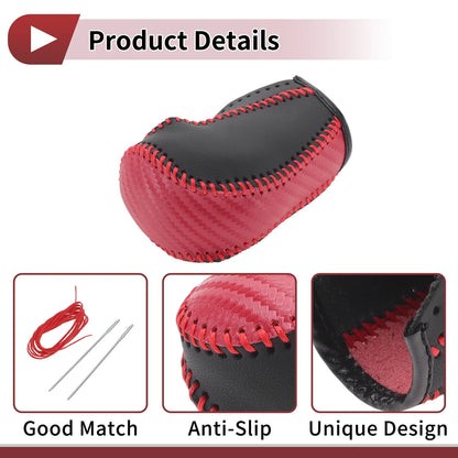 Car Gear Shift Knob Cover for Mazda CX-5 (2013-2014) Black Red Faux Leather