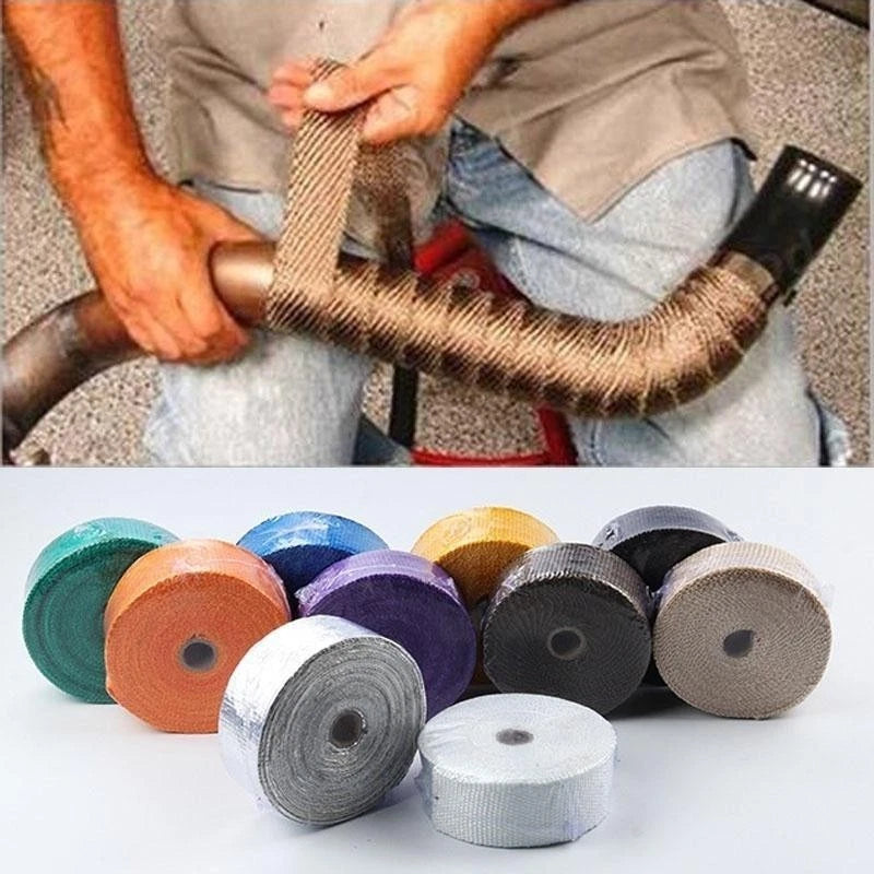 5M Heat Protection Wrap Belt for Motorcycle Exhaust Pipes with Steel Straps