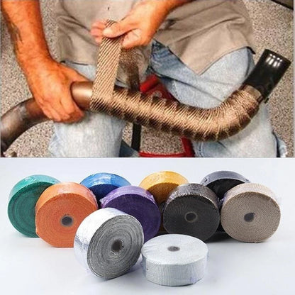 5M Heat Protection Wrap Belt for Motorcycle Exhaust Pipes with Steel Straps