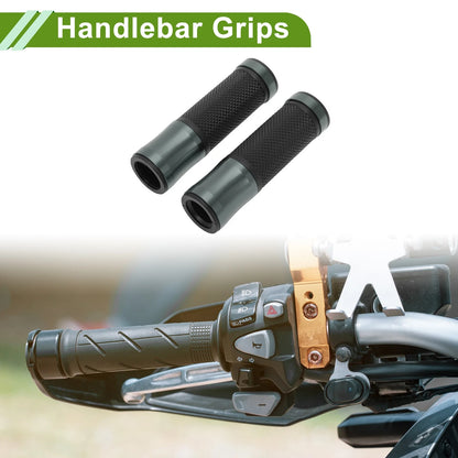 7/8" 22mm Handlebar Grips for Motorcycle Rubber Titanium Tone