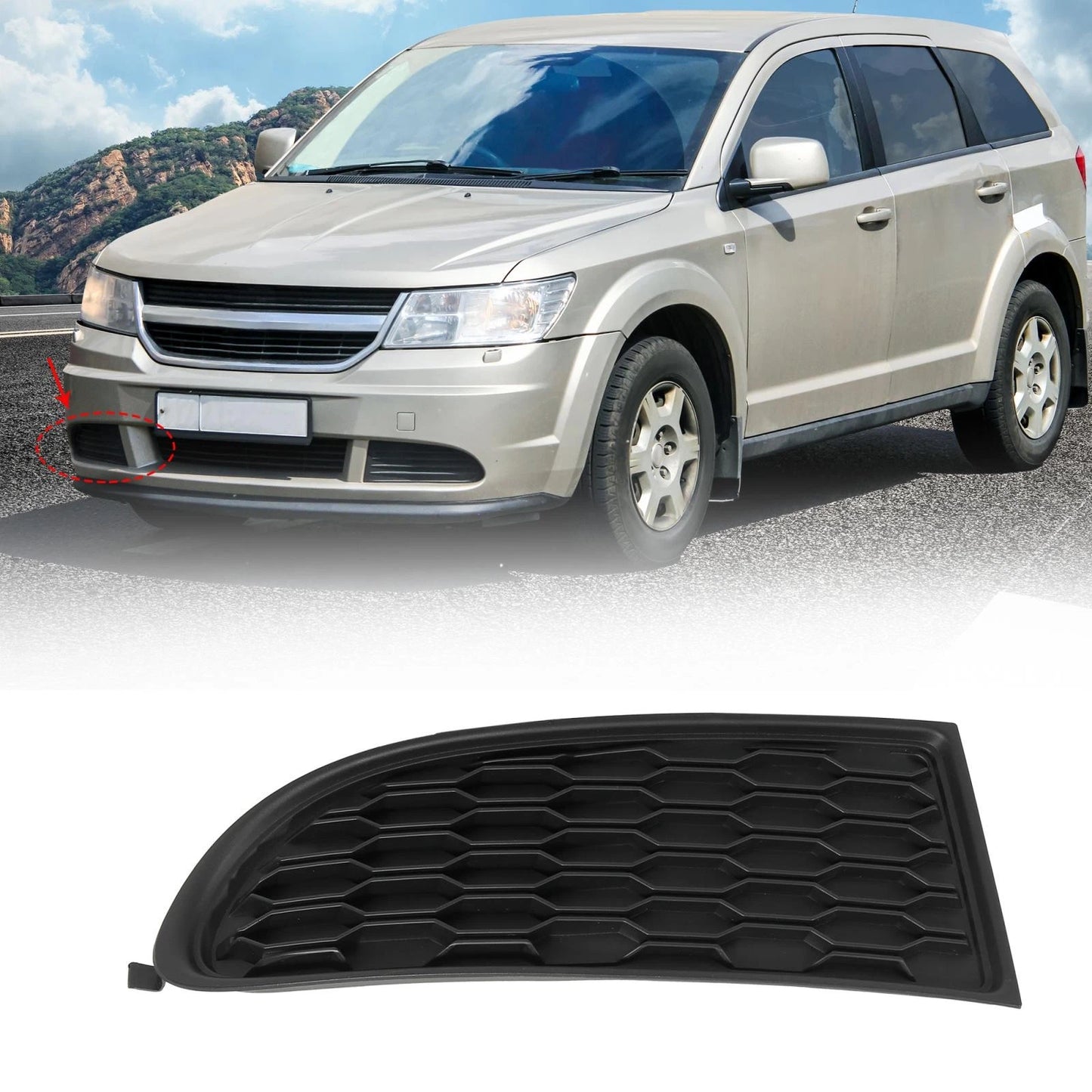 Front Right Bumper Fog Light Grille Cover Trim for Dodge Journey