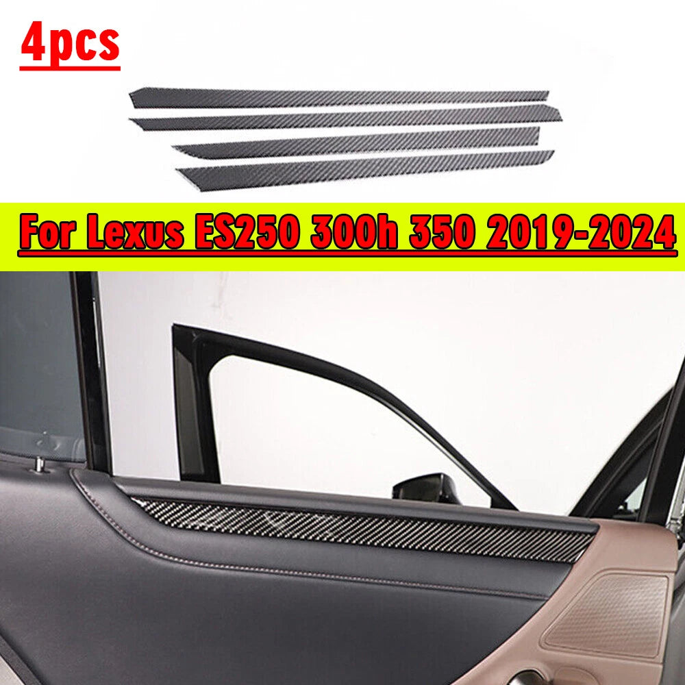 4x Real Carbon Fiber Door Strip Sticker Cover for Lexus ES (2019–2024)