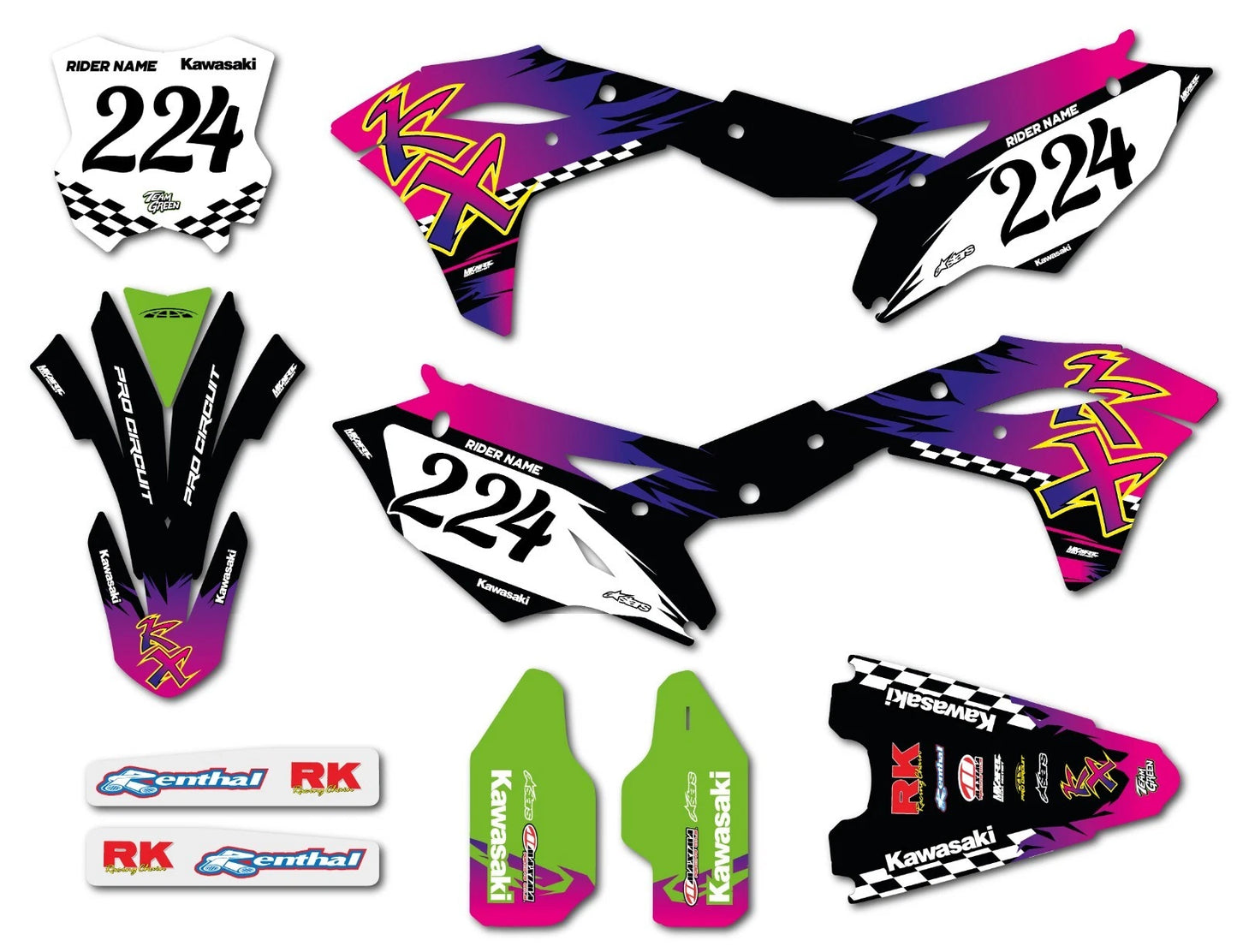 Sticker Kit for Kawasaki KX 250F Junction Style Decals (2017-2020)