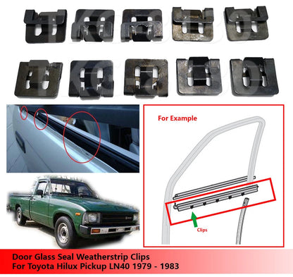 10 x Door Glass Seal Clips for Toyota Hilux LN40 (1979-1983)