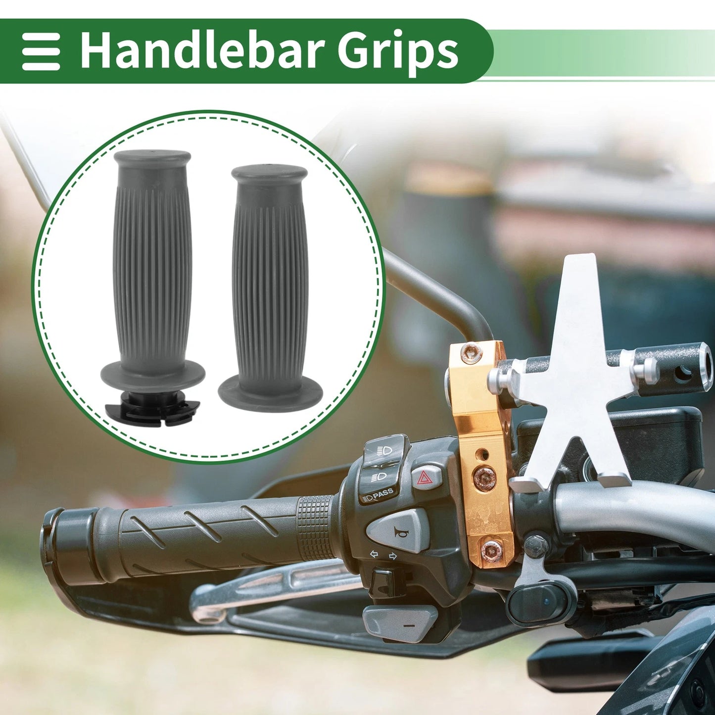 7/8" 22mm Hand Grips Cover TPU Gray for Motorcycle