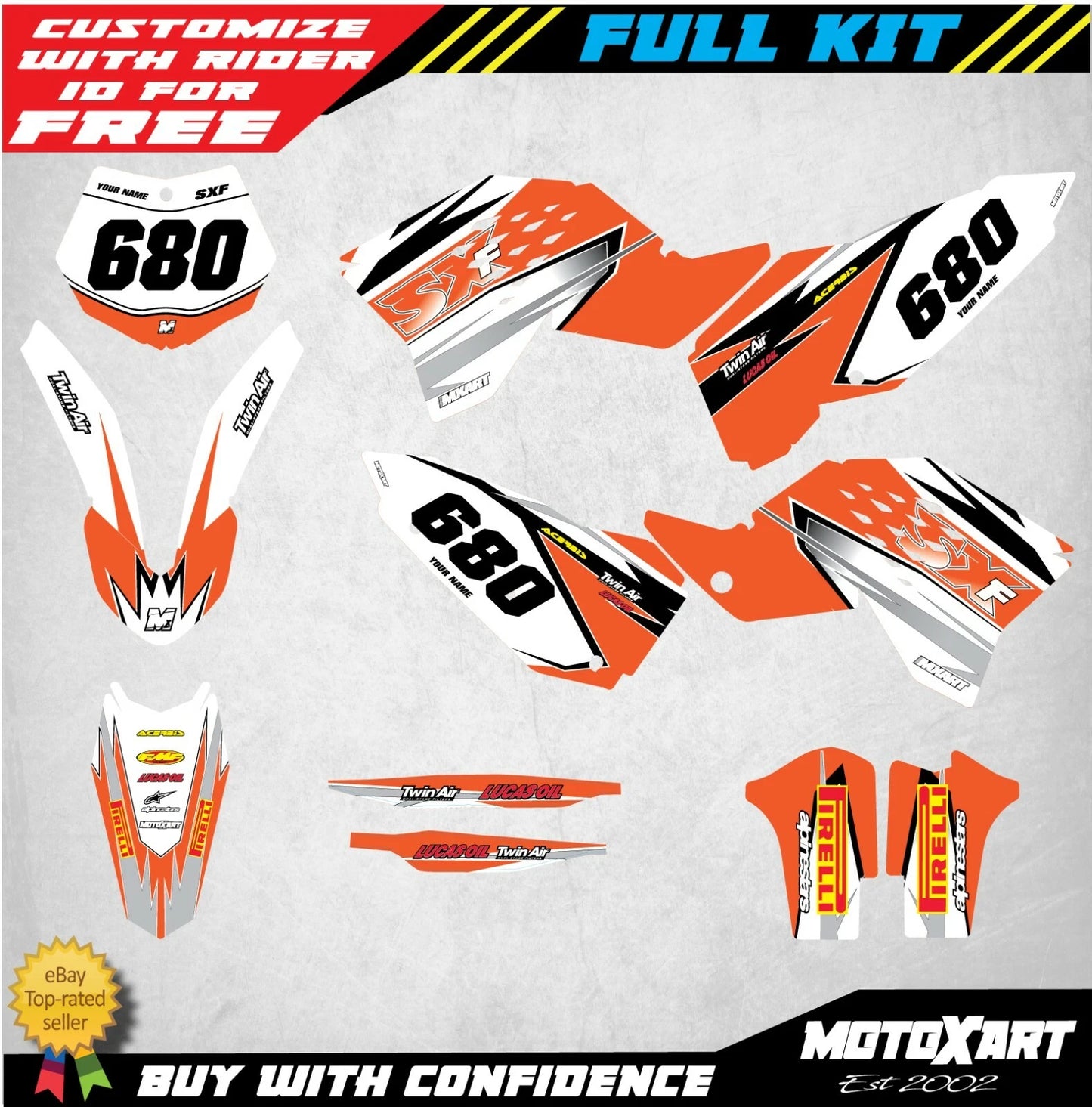 SHOCKWAVE Decal Stickers for KTM SXF 250 450 (2007-2010)