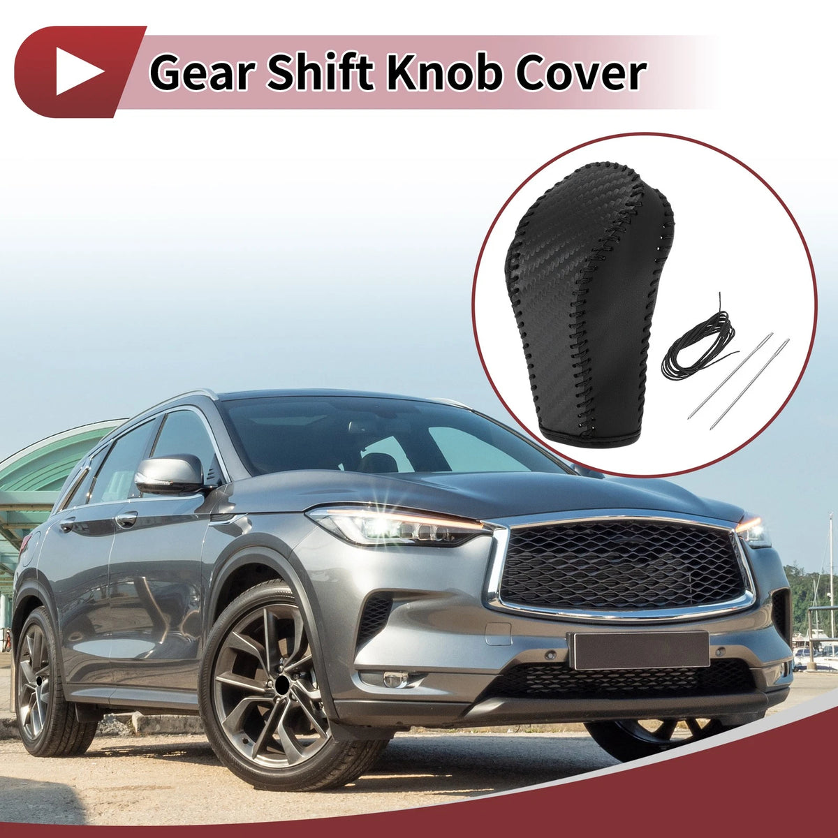 1 x Gear Shift Knob Cover Black Faux Leather for G37 (2008-2013)