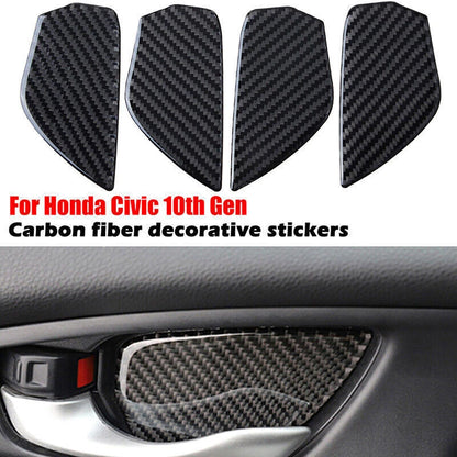 Real Carbon Fiber Interior Door Handle Bowl Cover Trim for Honda Civic (2016-2020)