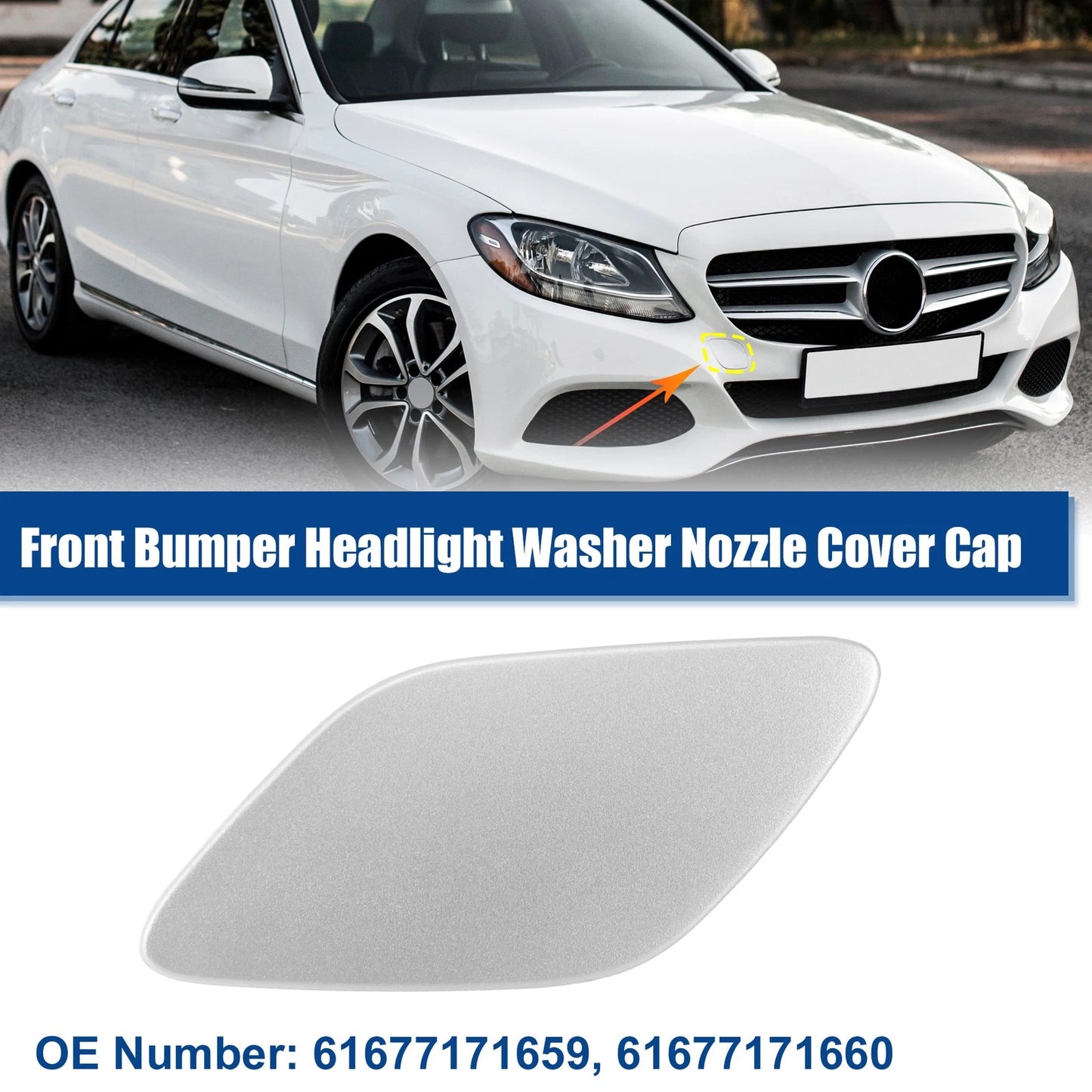Left Front Bumper Headlight Washer Nozzle Cover Cap for BMW 328i Silver Tone