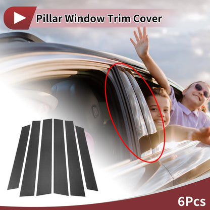 6 Pcs Car Door Pillar Window Trim for Honda CR-V (2008-2011) Black Carbon Fiber