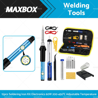 15-in-1 Soldering Iron Kit 60W Adjustable Temperature Tool for Electronics AU
