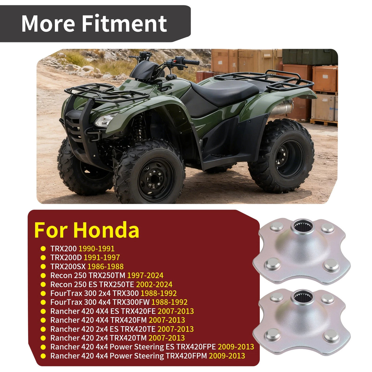 2 x Rear Wheel Hubs for Honda Rancher 420 TRX420 (2007–2013)