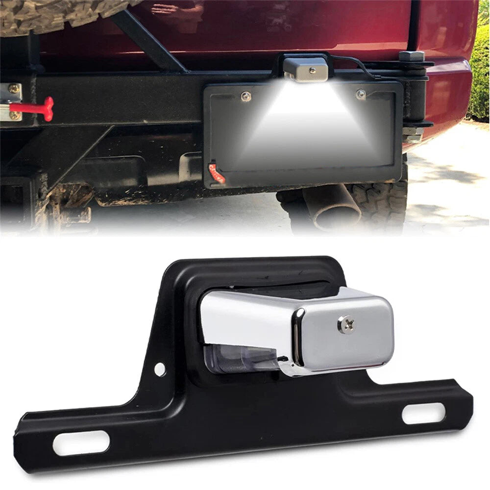 LED License Plate Light Bracket for Chrome Motorcycle Boat ATV Van (Waterproof)