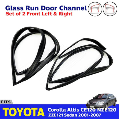 Glass Run Door Channel FL+FR Fit Toyota Corolla Altis CE120 ZZE122 2001-07 D12