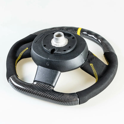 Flat Bottom Carbon Suede Yellow Steering Wheel for Mini R55 R56 R57 R58 R60 R61 (2006-2019)