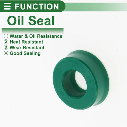 Oil Seal 14x28x10mm Rotary Shaft Seal TPU Green 5 Pcs