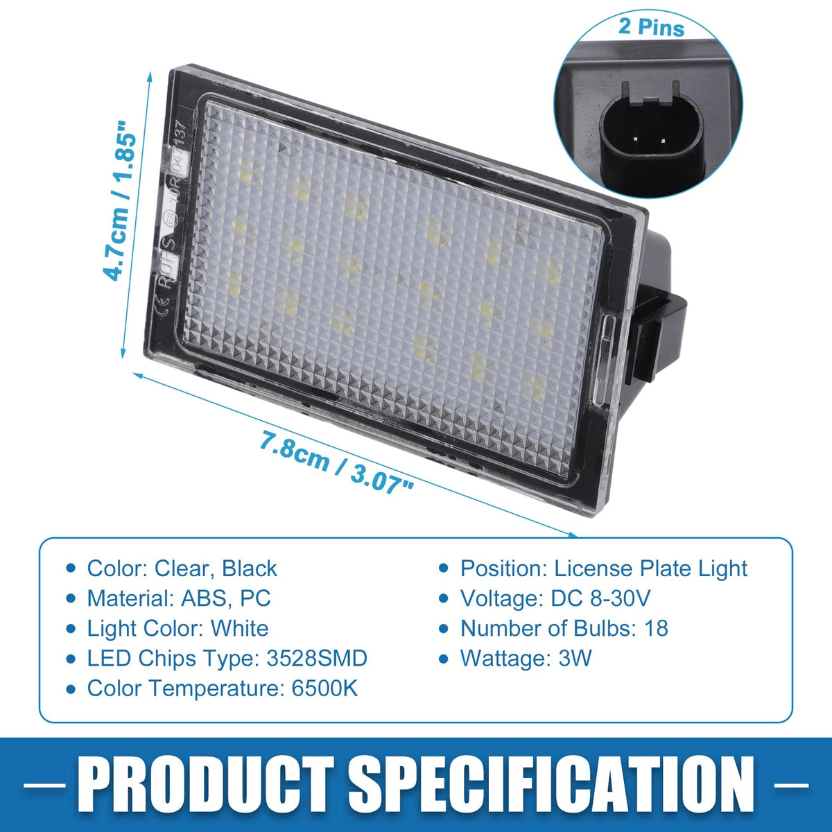 White LED License Plate Lights for Land Rover LR2 LR3 LR4 (2008-2016)