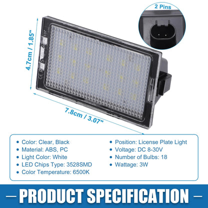 White LED License Plate Lights for Land Rover LR2 LR3 LR4 (2008-2016)