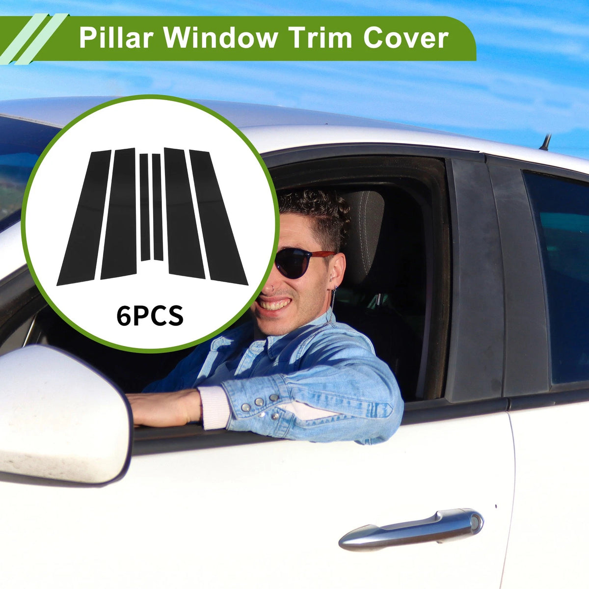 6 Pcs Black Door Pillar Window Trim for BMW 1-Series (2008-2016)