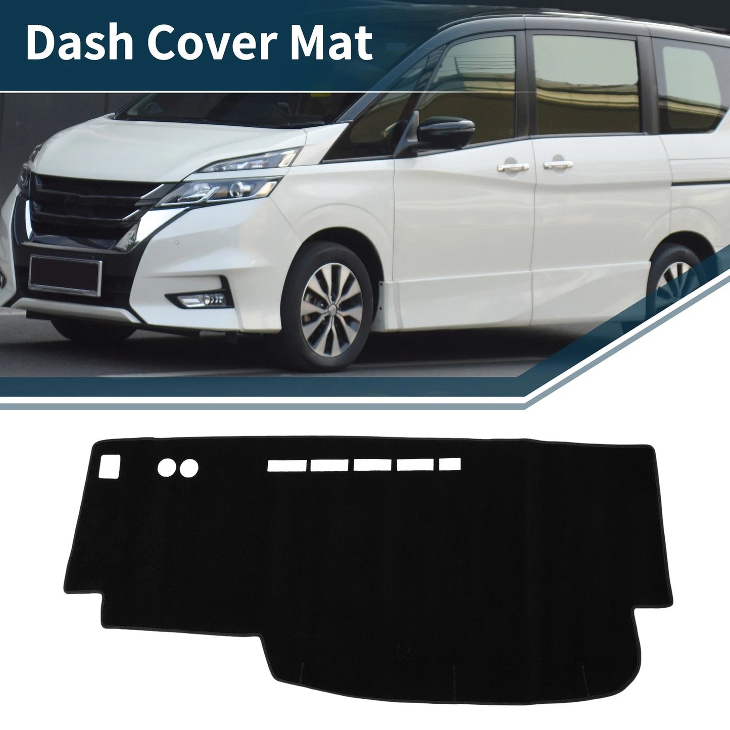Dashboard Cover Mat for Nissan Serena C25 (2005-2010) Sun Protector Black