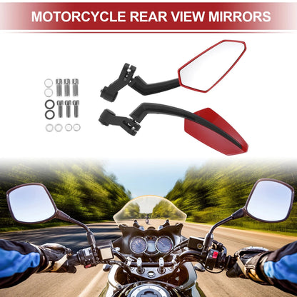 M8/M10 1 Set Side Rearview Mirrors Red Plastic for Motorcycle