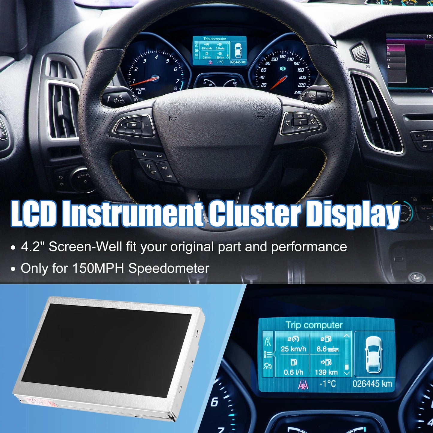 LCD Display Color Screen Speedometer for Ford Escape, Focus (2001-2023)
