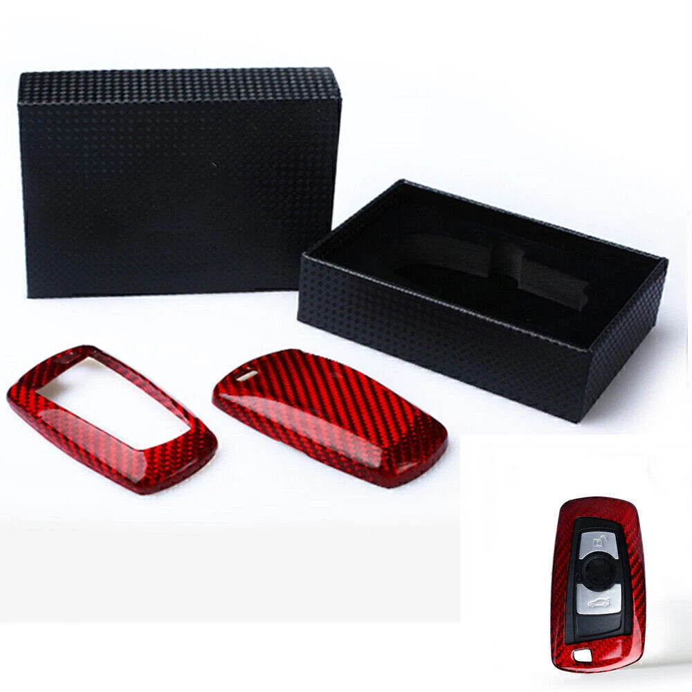 Key Case Shell Cover for BMW 1-7 Series X3 X5 (2010-2023) Carbon Fiber Red