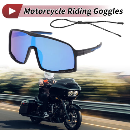 1 Set Motorcycle Riding Goggles Blue Lens Black Frame UV400