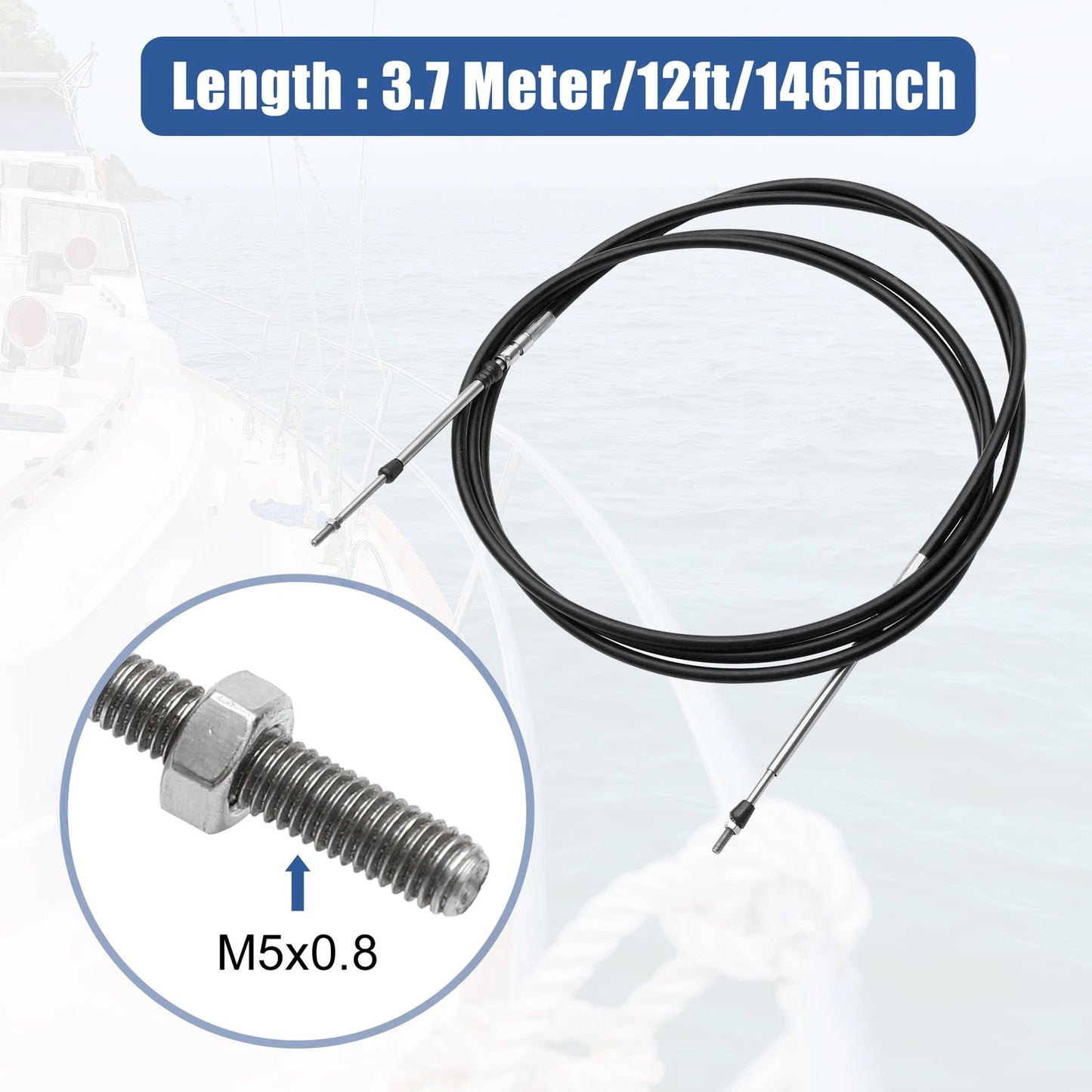 2 x 12ft Throttle Shift Remote Control Box Cable for Vehicle
