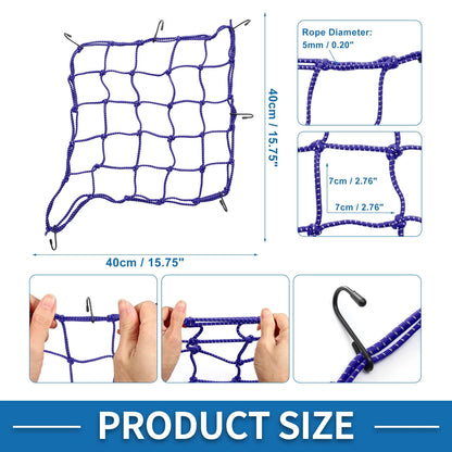 Motorcycle Luggage Cargo Net 40x40cm Bungee Cargo Net Blue for Motorcycle