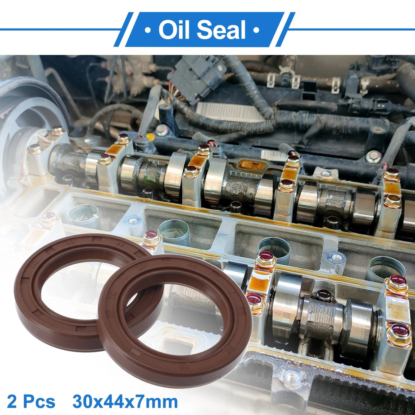 Oil Seal 30x44x7mm FKM Brown 2 x Seal Ring