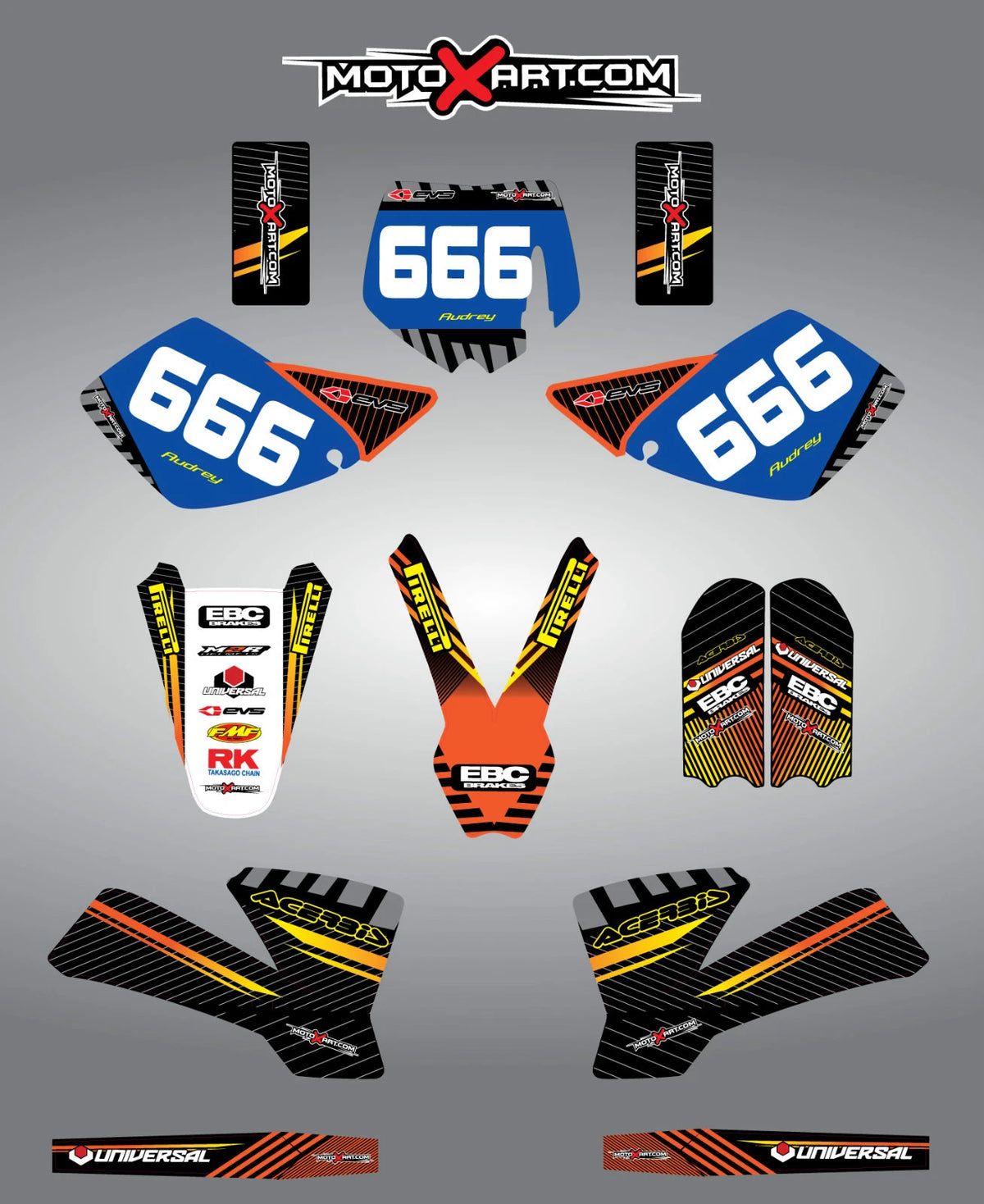 Custom Graphic Kit - Factory Style for KTM 50 SX (2002-2008) - Stickers