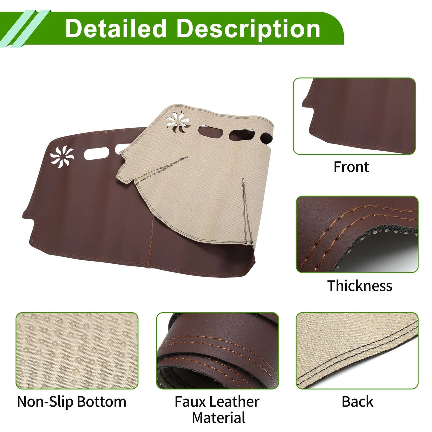 Dashboard Cover Mat for Jeep Compass (2017-2021) - Brown