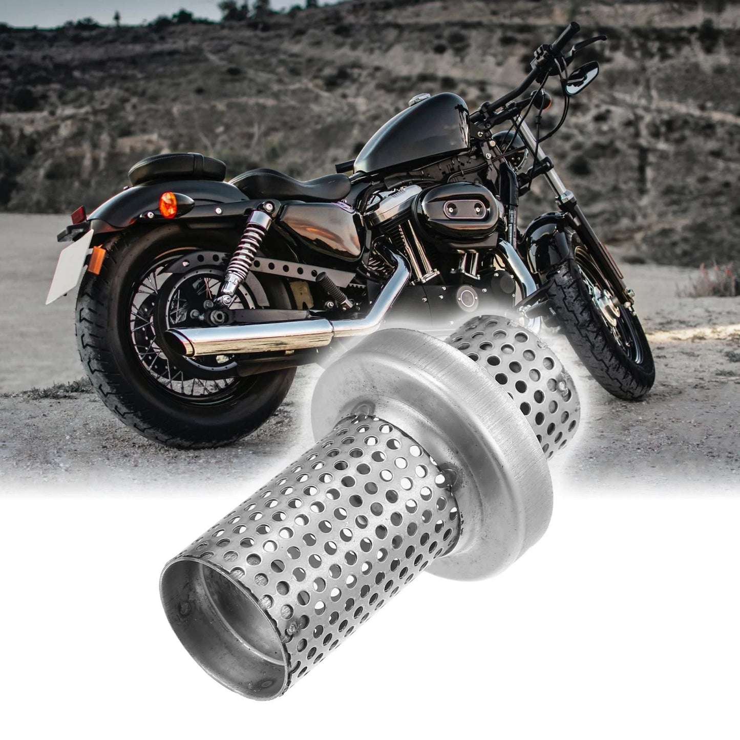 100mmx60mm Exhaust Silencer Muffler Pipe Baffle Silver Tone for Motorcycle