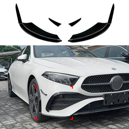 Gloss Black Front Side Spoiler Trim for Benz A Class W177 (2023-2024)