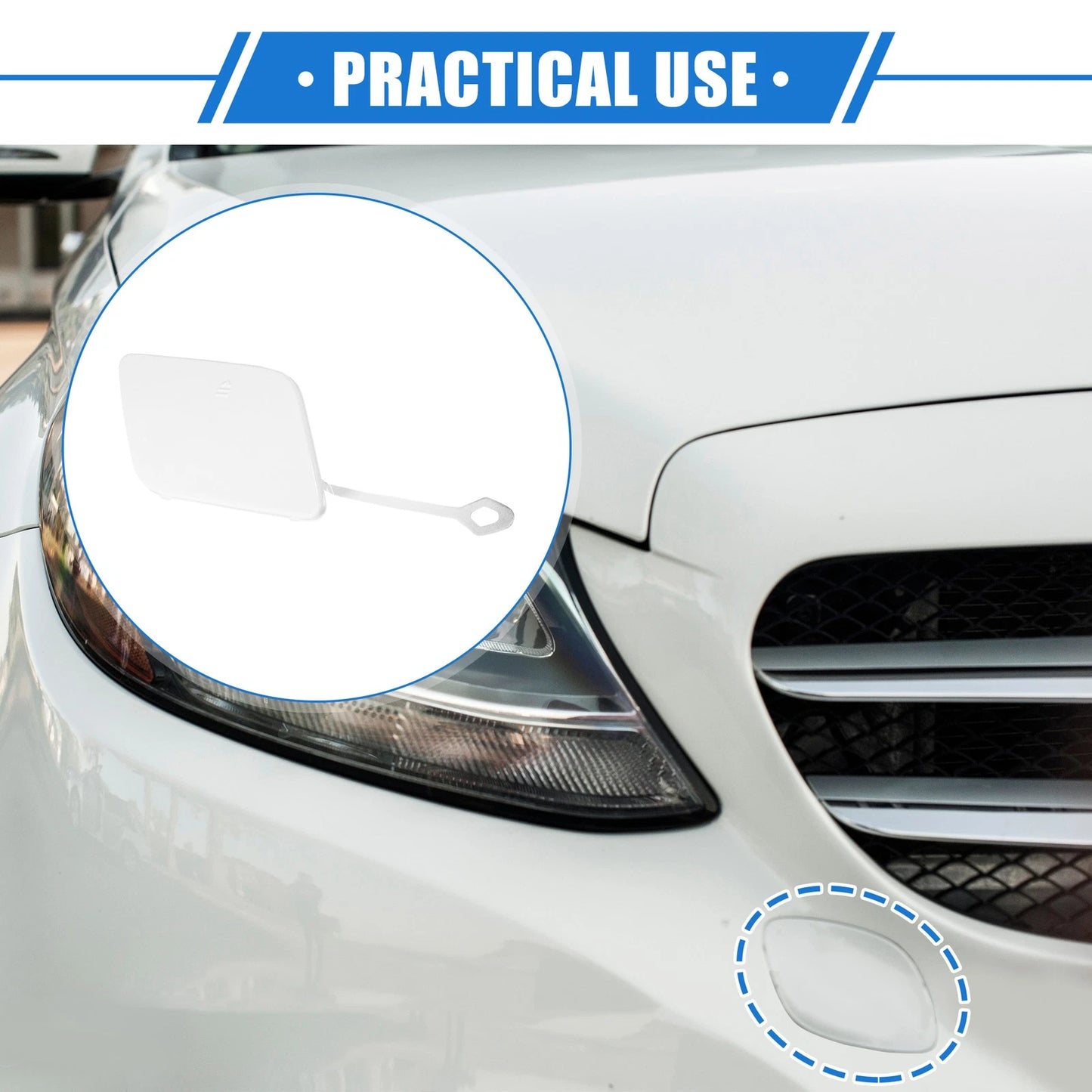 Front Bumper Tow Hook Cover for Mercedes-Benz C250 (2012-2014) - White