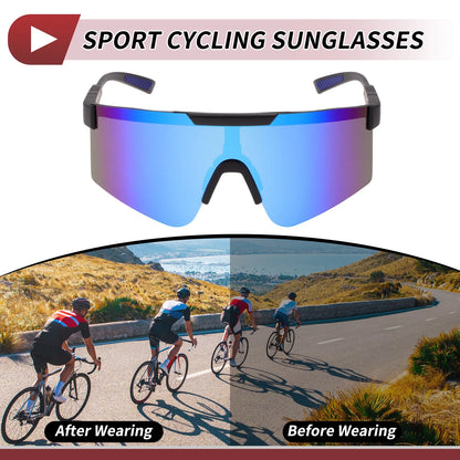 1Pc Motorcycle Riding Goggles Blue Lens Black Frame Tri-acetel Cellulose PC