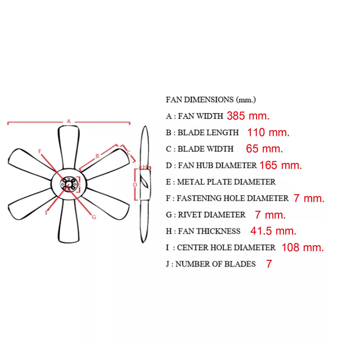 Cooling Fan Blade for Toyota Hiace Van 18R Engine 1977-1982