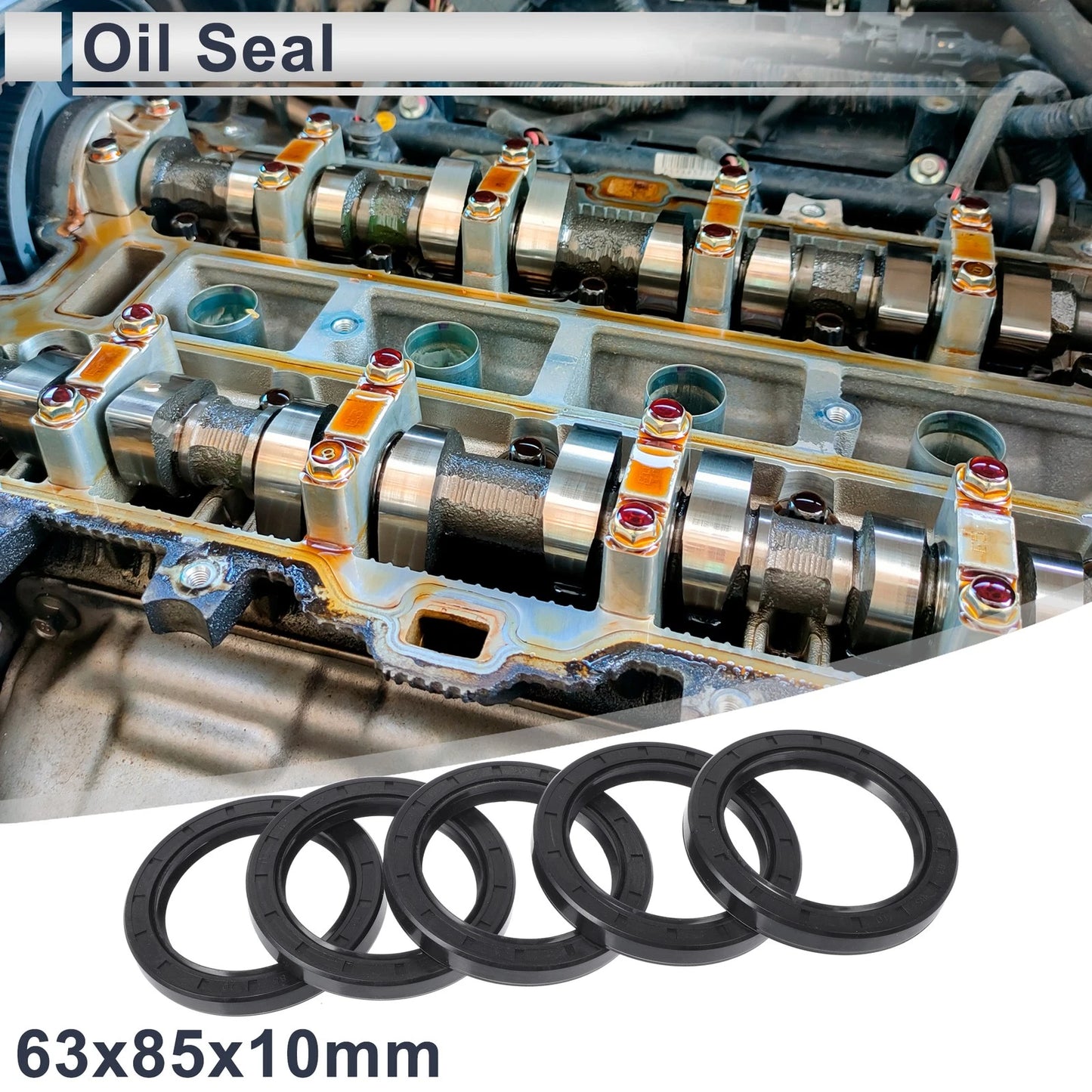 Oil Seal 63x85x10mm NBR Rubber Black 5 Pcs